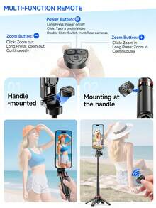 AXNEN Tripod Selfie Magnetik dengan Remote Bluetooth Nirkabel, Dudukan Tripod Ponsel yang Dapat Diperpanjang, Dudukan Ponsel Berputar 360°, Kompatibel dengan Android dan Sebagian Besar Smartphone, Cocok untuk Perjalanan, Aktivitas Luar Ruangan, Siaran Langsung, dan Perekaman Vlog - Satu-Ukuran - View 4