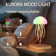Jellyfish Night Light RGB Ambient Light, USB Rechargeable Bedside Lamp, Gradient Color Changing, Dynamic Tentacle Jellyfish Aquarium Atmosphere Light, LED Room Decor Light, Christmas Birthday Gift, Suitable For Girls And Boys - 1PC - View 2