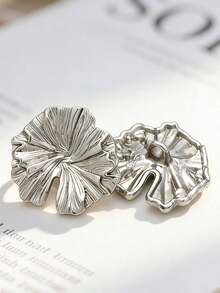 22.5 Mm, 5 Pcs.Metal Pleats, Decorative Buttons Of Special Shape, Fashionable Coats, Windbreakers, Jackets, Light Luxury Buttons For Suits Of Non-Standard Shape - Leaf Buttons - View 4