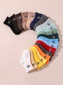 10 Pairs Random Color Mid-Calf Socks, Multi-Color Minimalist Design, Unisex For Kids, Suitable For Students Campus And Outdoor Daily Wear - Multicolor - View 5