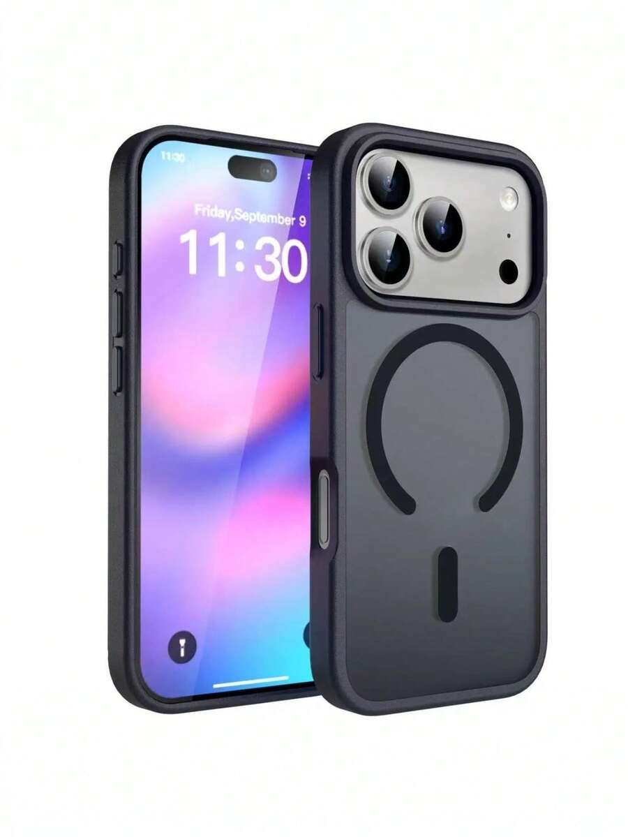 Black Matte Semi-Transparent 2-In-1 Anti-Stain Anti-Fingerprint Shockproof Phone Case, Smooth Touch Body Without Fingerprints, TPU Frame Effectively Prevents Drops And Shock, Matte Semi-Transparent PC Back Plate, Suitable For Apple 18 Pro / 18Pro Max / 17 16 15 14 13 12 11 Pro ProMax Plus Series, Screen Protection Camera Protection Case, Phone Case Protective Cover - Black - View 1