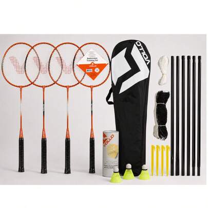 dafocacom.br Kit Badminton Vollo VB004 4 Raquetes 6 Petecas Rede e Bolsa Completo
