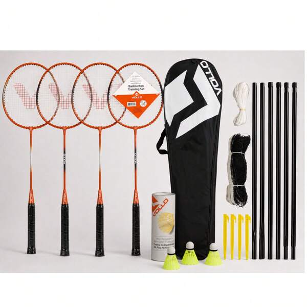 dafocacom.br Kit Badminton Vollo VB004 4 Raquetes 6 Petecas Rede e Bolsa Completo