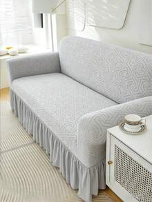 1PC Fleece Fabric Non-Slip Elastic Decorative Sofa Cover, Jacquard Embroidered Leaf Pattern, Pet-Friendly Anti-Dirt Anti-Dust, Suitable For 1/2/3/4 Seater Sofa, All Seasons - Multicolor - View 2