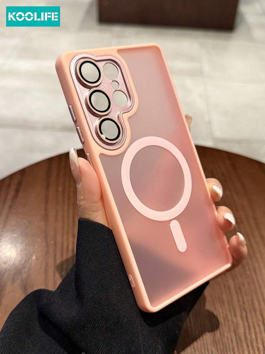 Koolife 柔軟觸感磁吸手機殼,全覆蓋鏡頭保護,PC+TPU 材質,按鈕,防摔防滑手機殼,相容 Galaxy S22/S22 Plus/S22 Ultra - 粉色 - 查看 1