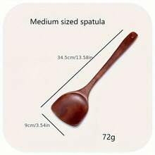 5件組木製烹飪餐具套組，長柄炒菜匙、不黏鍋耐熱木製湯勺，廚房烹飪工具套組，新家裝飾禮物，送給父母的最佳禮物 - 亮橙色 - 查看 5