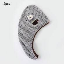 1/4件裝可愛動物刺繡珊瑚絨乾髮帽，柔軟彈性加厚吸水快乾髮巾，溫和不傷髮，沐浴乾髮工具 - 多色3 - 查看 10