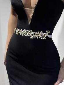 1pc Shiny Rhinestone Belt Fashion Crystal Beaded Bridal Waist Sash Wedding Dress Women Waist Accessory - Multicolor - View 6