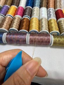 Sanbest Benang Renda Metalik Kelas Atas Terbaru 2026 100m 150D 3 Lapis 0,25mm untuk DIY Anting, Gelang, Kalung, Perhiasan, dan Kerajinan Rajut. Benang Renda Crochet Kuat, Benang Buatan Tangan Emas dan Perak. - 150D/3 - View 2