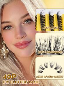 MAANGE 200 Clusters D Curl Multi-Layer DIY Eyelash Bundles, 40D Natural Cat Eye Long Eyelash Bundles, Single Curl Eyelashes, Thin Long Eyelashes, Cartoon Appearance Eyelashes, Suitable For Beginners To Use At Home, Extra Thick False Eyelashes, Grafted Clump Eyelashes, Essential Eyelashes For Dating And Travel, Gift For Women - D - View 9