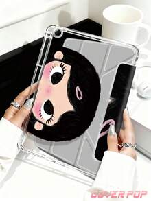卡通女孩圖案平板保護殼，相容 iPad 9.7/10.2/10.5/10.9/12.9/Pro 11、第 10 代，相容 Galaxy Tab S6 Lite 10.4 吋，相容 Kindle Paperwhite 第 12 代 2024、Kindle (第 11 代-2024 發布)，柔軟防摔，智慧支架/自動喚醒/睡眠，Y 型折疊平板保護套，多種視角可調 - 彩色 - 查看 4