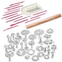 33 piezas Molde cortador de galletas con forma de flor blanca DIY Molde de fondant para pastel de flor Herramienta de decoración de pastel de plástico Accesorios de repostería Cortador de galletas de plástico - Multicolor - Ver 11