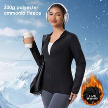New Women's Slim Fit Fleece Jacket, Autumn/Winter Outdoor Sports Knit Top, Fashion - Black - View 2