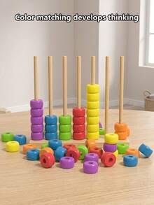 Multicolor Educational Bead Matching Toys, Stacked Color Challenge Puzzle Game, Enhancing Hand-Eye Coordination, Suitable For Family Interaction Game, Parent-Child Interactive Toy, Birthday/Halloween/Christmas Gift For Girls And Boys - Multicolor - View 8