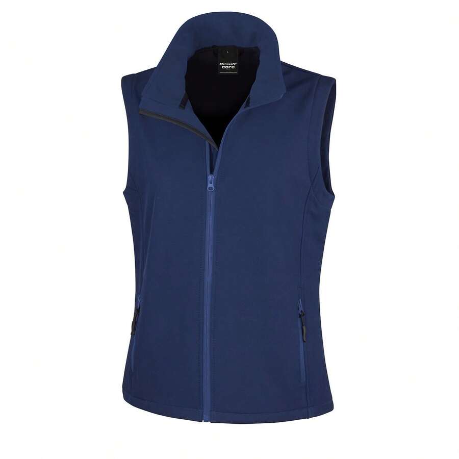 Result Core Womens/Ladies Printable Full Zip Softshell Bodywarmer - Navy - View 1