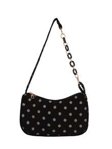 Bolso de hombro minimalista y de moda con pliegues de nube de unicolor - Negro - Ver 7