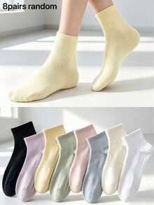 8 Pairs Women's Socks, Spring/Summer Thin Breathable Mesh Short Socks, New Hot-Selling Antibacterial Odor-Resistant Seamless Socks - Multicolor - View 7
