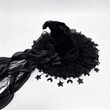 2026 Halloween Witch Hat Women's Gothic Handmade Bowknot Fleece Lace Lolita Ladies Wizard Hat - Multicolor - View 8