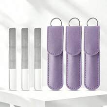 6pcs/2pcs New Nail File Set With Yellow Leather Storage Box And Transparent Nail Files, Suitable For Beginners For Simple Manicure, Mini Double-Sided Tools With Glass Polishing Strip For Shiny Nails, Crystal Nail File Manicure Transparent Tools - Multicolor - View 17