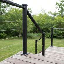 Cable Railing Column 36x1x2 Inch For Deck Stair Balcony, Pre-Drilled Pickets Mounting Bracket Railing Kit Black Finish Heavy Duty Metal Support 1-Pack-XY73576 - Multicolor - View 1