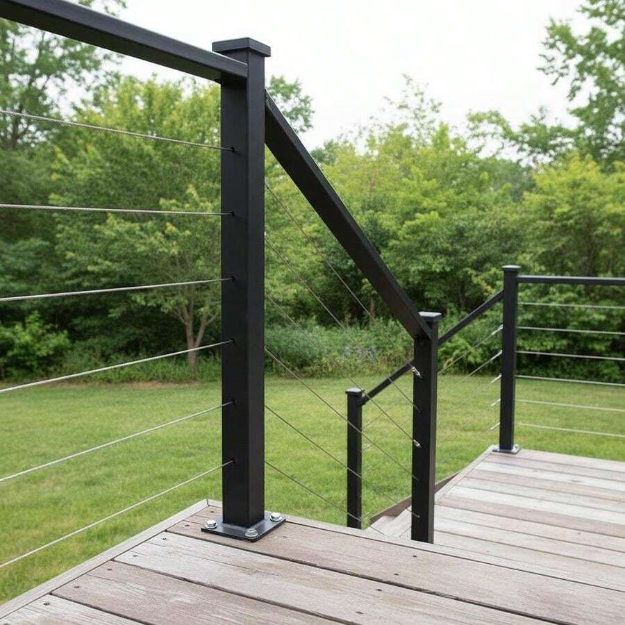 Cable Railing Column 36x1x2 Inch For Deck Stair Balcony, Pre-Drilled Pickets Mounting Bracket Railing Kit Black Finish Heavy Duty Metal Support 1-Pack-XY73576 - Multicolor - View 1