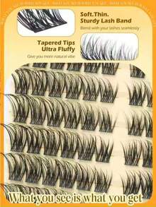 Natural Eyelash Clusters, Dense Eyelash Clusters, Cat Eye Clusters, Natural Eyelash Extension Effect 10-15mm Pre-Set Eyelash Map, Single Eyelash Clusters, Eyelash Clusters - D - View 7