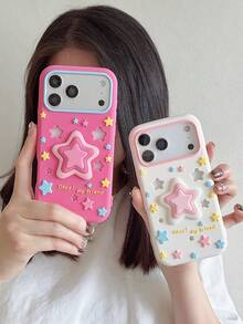 Lolla 1pc Hollow Star Design Anti-Drop Phone Case Compatible With IPhone 16/16Pro/16Promax/17/17Pro/17Promax - Multicolor - View 4