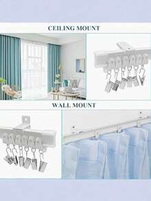 5/3 Meters Flexible Bendable Curtain Track Rail Complete Accessory Kit, Plastic Alloy Curtain Slide Rail With Clips, Brackets And Screws Set, Multi-Purpose Ceiling/Wall Mount Curved Curtain Track Hardware, Suitable For Bedroom Window Home Curtain Installation - Multiple Styles - View 4