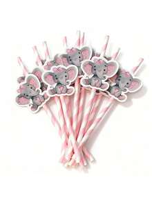 40/20/10pcs Elephant Shaped Straws, Jungle Animal Party Straws, Beverage Straws, Party Favors, Suitable For Bachelor Party, Wedding Party, Kitchen, Kitchenware Gifts, Tableware, Birthday Party, Wedding - Multicolor - View 11