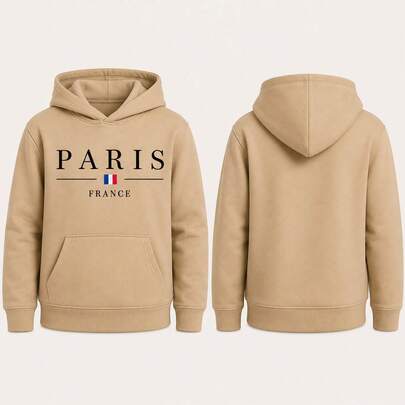 Moletom Infantil Paris France Com Capuz Flanelado Canguru Menino Menina Casaco De Frio Inverno Estampado França Premium