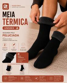 Kit 2 4 6 Pares Meias Térmica Forrada Peluciada Quente Grossa Inverno Quentinha  Masculino Feminino De Lã Quente - 3 PARES - Visão 6