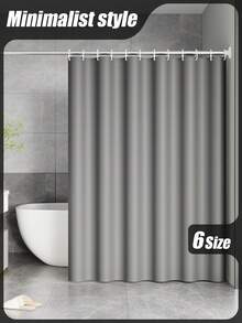 Solid Color Thickened Waterproof Bathroom Shower Curtain Set, No-Drill Installation, Hotel Dorm Shower Curtain Window Curtain Door Curtain - Grey - View 1
