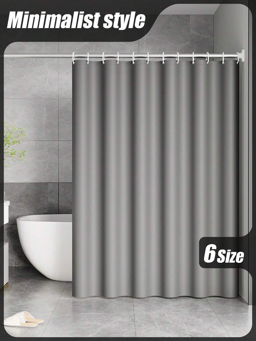 Solid Color Thickened Waterproof Bathroom Shower Curtain Set, No-Drill Installation, Hotel Dorm Shower Curtain Window Curtain Door Curtain - Grey - View 1