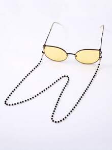 1pc Men's Black Beaded Long Eyeglass Chain, Vintage Anti-Slip Halter Fashion Glasses Chain, Fashionable Eyewear Accessory For Streetwear, Outdoor Photography, Vacation Anti-Loss (Bead Quantity Random, Cut To Size Length) - Black - View 2