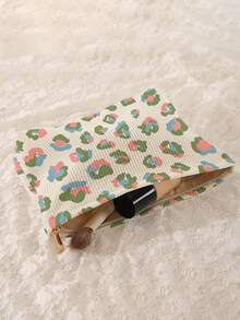1pc Portable Leopard Print Double-Sided Zipper Makeup Bag, Multi-Function Travel Toiletry Storage Pouch - Multicolor - View 4
