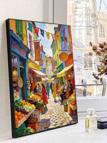 Colorful Street Market Scene DIY Oil Painting By Numbers Painting Crafts Adult Home Decoration 8x12/16x20inch Holiday Gifts Frameless - Sets - View 4