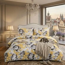 H&R Premium 3Pcs Cotton Duvet Cover Set Hypoallergenic, Breathable & Soft For Ultimate Night Comfort - Vintage Gold - View 3