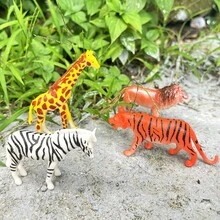 12款軟性野生動物模型，柔軟材質獅子老虎大象斑馬，兒童教育玩具，聖誕節萬聖節生日蛋糕裝飾禮物 - 彩色 - 查看 11