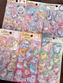 20pcs-Q-Lia 3D Ancient-Style Small Water Droplet Relief Three-Dimensional Crystal Sticker, Cute Glittering Raindrop Character Crystal Glue DIY Decorative Sticker - Multicolor - View 1