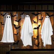 1pc/3pcs/Set Extra Large Halloween Ghost Mirror Window Decals, Suitable For Glass Windows, Halloween Window Stickers, School Home Office Party Supplies - Multicolor - View 4