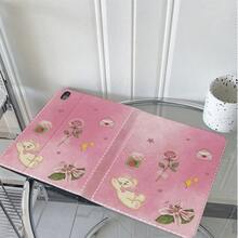 1件粉色縫線泰迪熊玫瑰百合情書草莓罐印花保護殼，附筆槽，適用於 iPad 10代 10.9吋 2022 智慧保護殼/Air 13(M3 2025)/Air 11/11(A16 2025)/Galaxy Tab S10+/S9/A9，相容於 OPPO Pad、MatePad、Pad、Honor Pad、Xiaoxin Pad - 彩色 - 查看 4