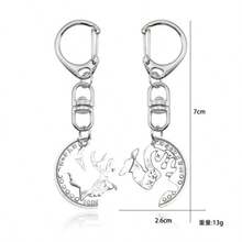 2pcs/Set Separable Deer Head Keychain, Interlocking Morgan Silver Coin Puzzle Pendant, Vintage Gothic Style Coin Charm, Matching Car Key Accessories For Couples - 2 Deer Heads - View 13
