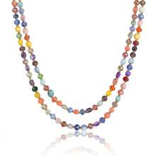 New Stone & Glass Beaded Colorful Layered Necklace, Versatile Sweater Chain, Premium Accessory - Colorful Long Necklace - View 2