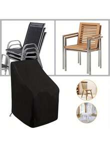 Heavy Duty Stackable Outdoor Chair Cover, Patio Furniture Cover, 600D Oxford Fabric, Suitable For Metal/Plastic/Trapezoid Chairs, Outdoor Table And Chair Set Cover, Garden Heavy Duty Furniture Protection Cover - A - View 2