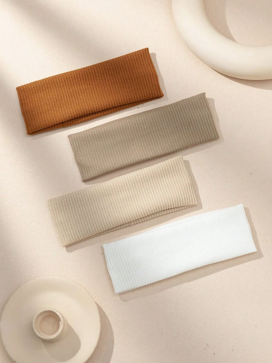 4pcs Solid Color Elastic Hairbands, Soft Comfortable Lightweight For Daily Wear - Multicolor #1 - View 1