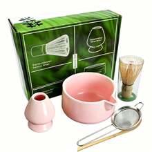 5PCS Middle Eastern Style Matcha Starter Kit Comes With Spouted Matcha Bowl, Bamboo Matcha Whisk, Whisk Holder, Matcha Scoop And Powder Sifter, Complete All-In-One Matcha Tools. Great For Traditional Matcha Tea Ceremony, - Multicolor - View 4