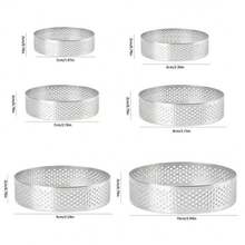 6pcs Stainless Steel Round Tart Ring Set - Perforated Mousse And Dessert Rings, Cookie Molds, Fruit Tart Molds, French Cheesecake Baking Tools, Suitable For Christmas, Easter, Thanksgiving - Multicolor - View 2