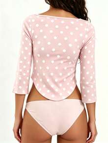 Women Summer Bell 3/4 Sleeve Crop Top Boat Neck Solid Color Slim Fit Basic T Shirts Y2K Party Top For Spring Fall - 淺粉色 - 查看 2