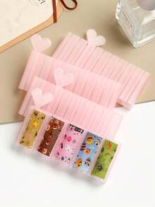 FULL BEAUTY 10-Grid Pink Heart Nail Foil Storage Box, Multi-Compartment Nail Foil Sticker Organizer Rack With Heart-Shaped Pull Ring, Portable Lightweight Nail Salon Supplies Storage Rack For Nail Art Decoration Transfer Foil - Pink - View 6