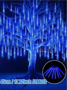 Lampu Hias LED Tenaga Surya Bentuk Hujan Meteor - 8 Tabung, 30CM/192LED, 45CM/288LED, Lampu Hias Tahan Air Bentuk Hujan, Cocok untuk Taman, Halaman, Pesta, Berkemah, Atap, Natal, Pagar, Pernikahan, Dekorasi Musim Gugur, Lampu Dekorasi Gantung untuk Suasana - Rangkaian lampu tabung meteor surya - View 15